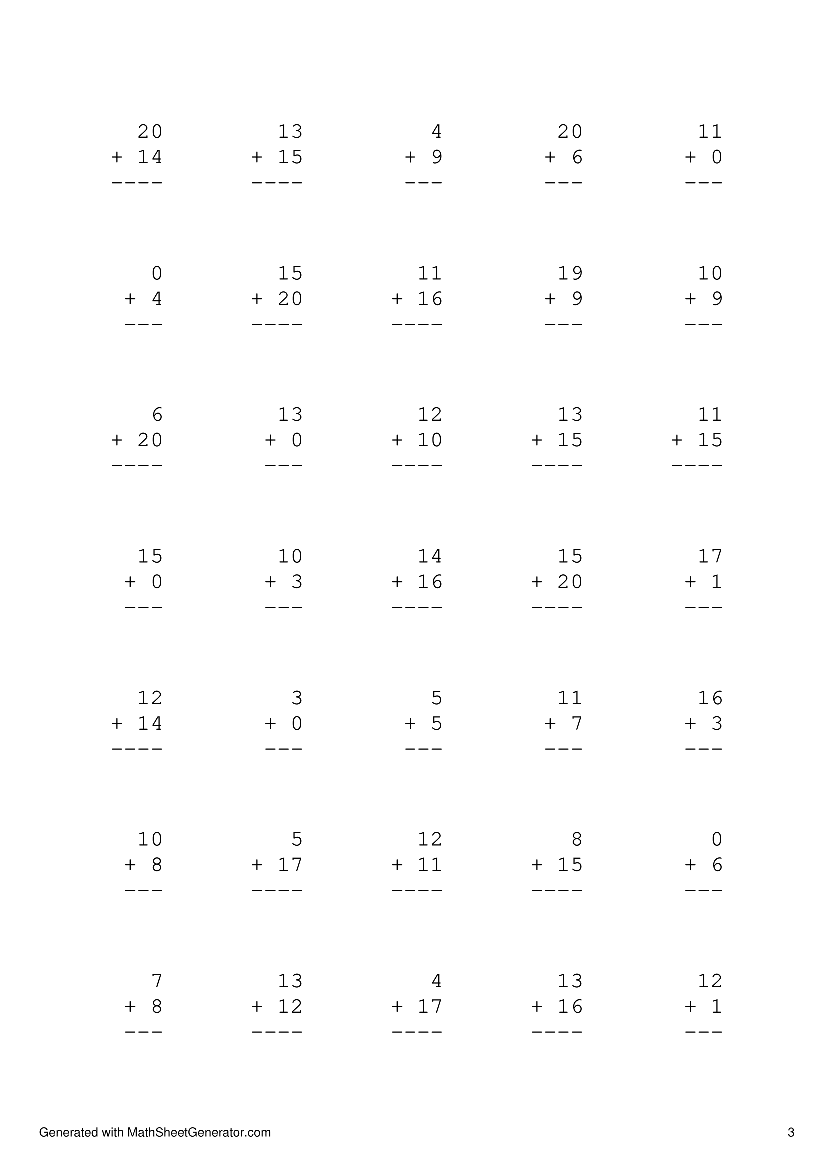 addition worksheet 1 grade, add up 40