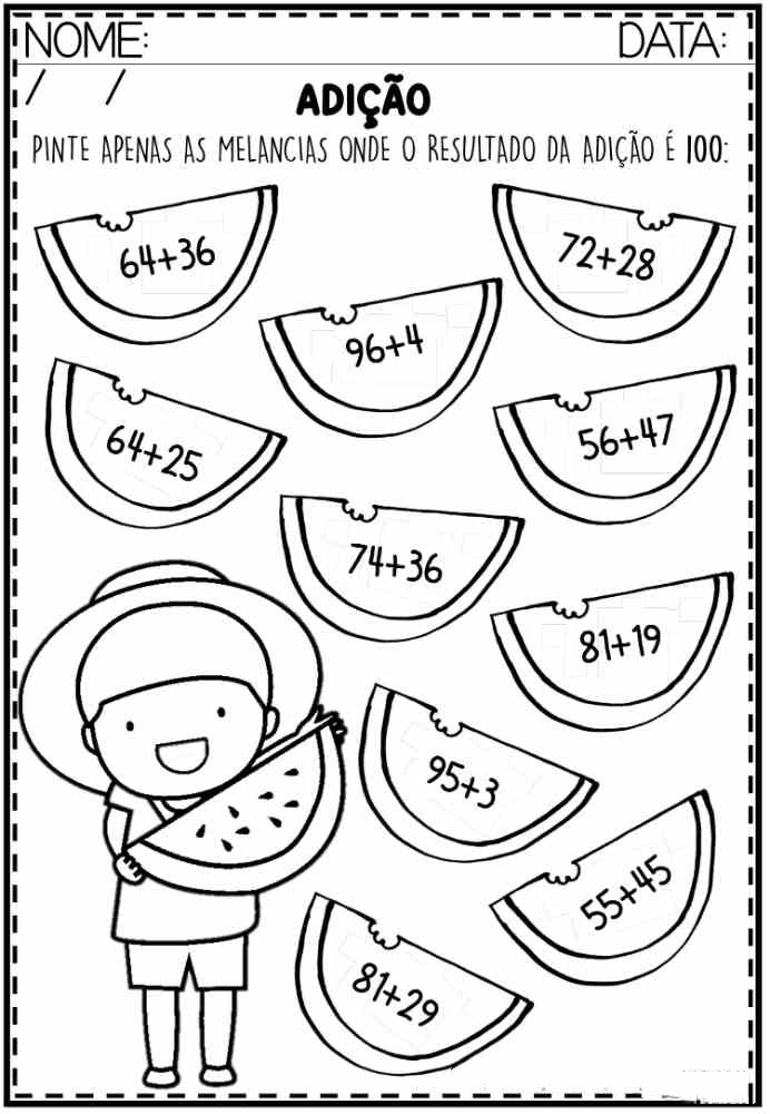 exercício de adição - folha 1